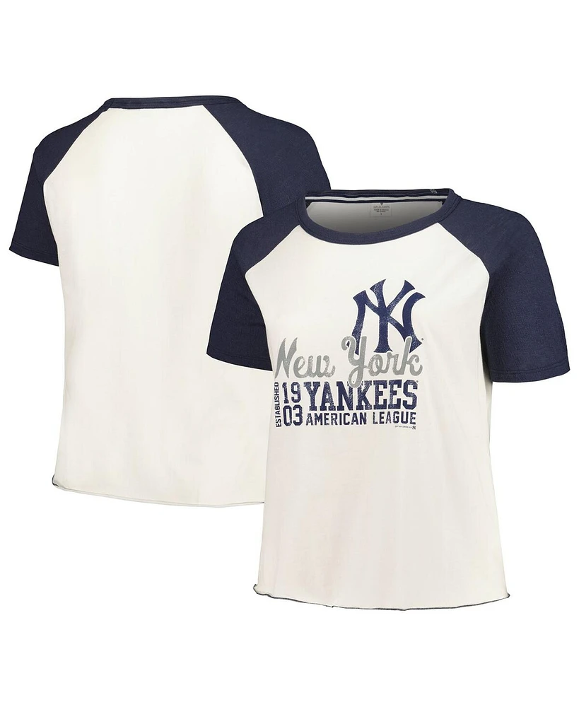 Soft As A Grape Women's White New York Yankees Plus Size Baseball Raglan T-Shirt