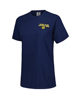 Image One Women's Navy Notre Dame Fighting Irish Comfort Colors Checkered Mascot T-Shirt