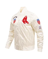 Pro Standard Men's Cream Boston Red Sox Cooperstown Collection Pinstripe Retro Classic Satin Full-Snap Jacket