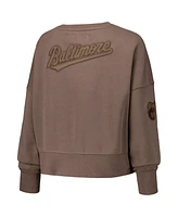 Pro Standard Women's Brown Baltimore Orioles Neutral Oversized Boxy Cropped Pullover Sweatshirt