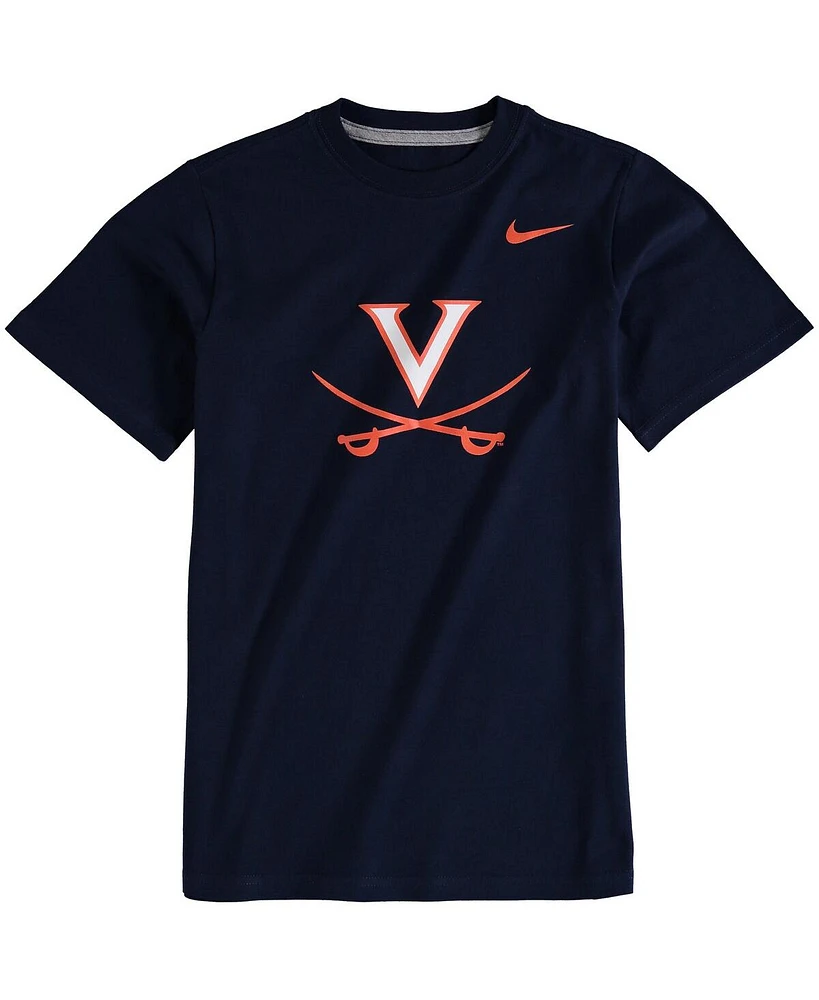 Nike Big Boys and Girls Navy Virginia Cavaliers Cotton Logo T-Shirt