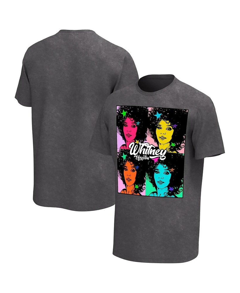 Philcos Men's Black Whitney Houston Pop Art Washed Graphic T-Shirt