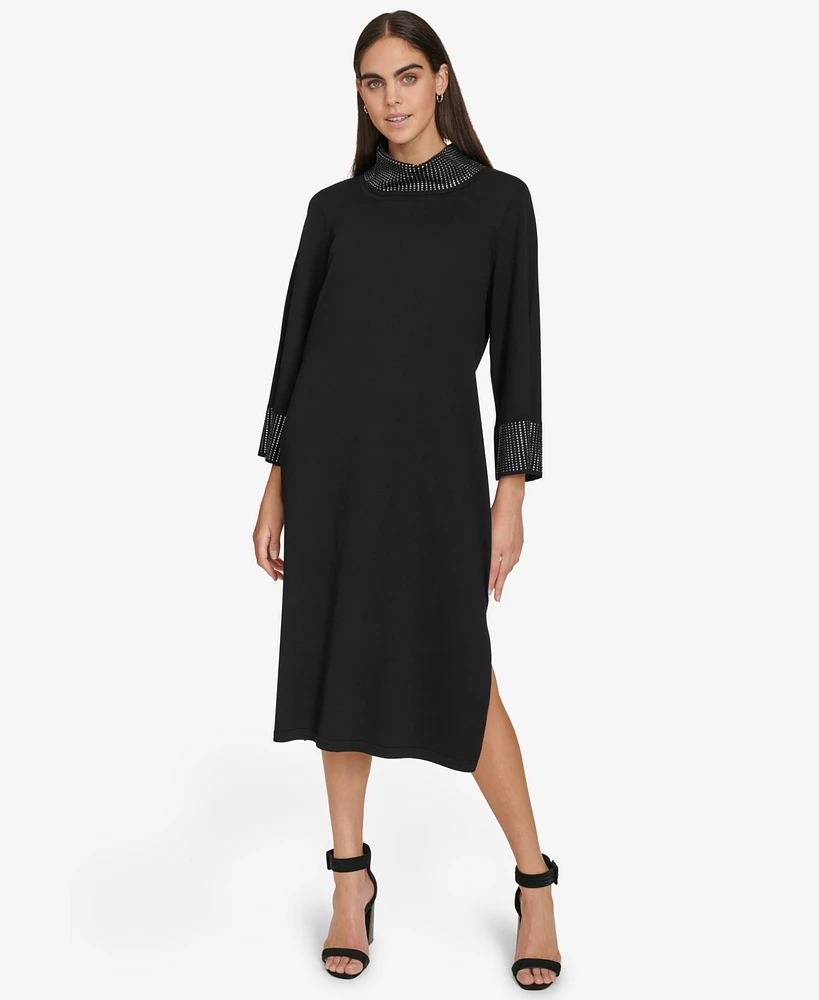 Calvin Klein Women's Mock-Neck Embellished Sheath Dress