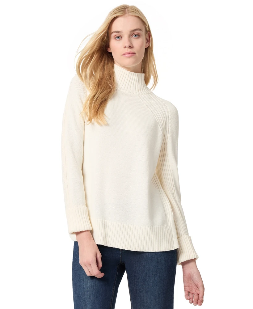 Jones New York Women's Mock Neck Sweater with Rib Detail