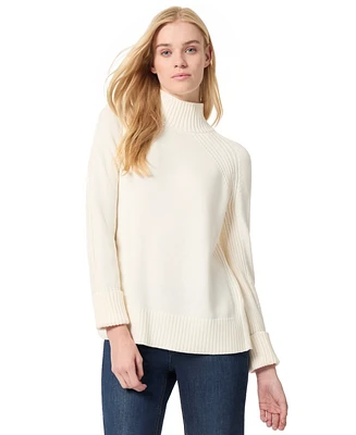 Jones New York Women's Mock Neck Sweater with Rib Detail