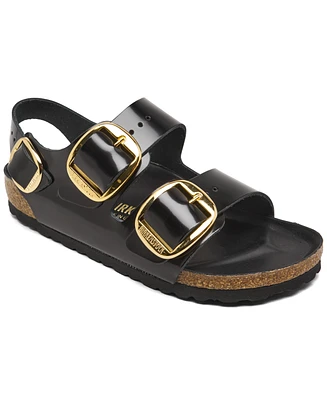 Birkenstock Women's Milano Big Buckle High Shine Natural Leather Patent Sandals from Finish Line