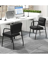 Costway Waiting Room Chair No Wheels Set of 4 with Integrated Armrests for Reception