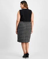 Kasper Plus Tweed-Skirt Sleeveless Sheath Dress