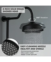 Boyel Living Retro Classic 1-Spray Dual Wall Mount Shower Heads 1.8 Gpm Patterns with 8 in. with Brass Rough-in Valve