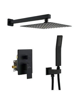 Boyel Living 1-Spray Patterns with 2.5 Gpm in. Square Wall Mount Dual Shower Heads with Pressure Balance Valve