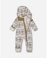 Deux par Baby Unisex One Piece Plush Gray And Beige