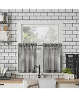 Parkham Farmhouse Plaid Semi-Sheer Rod Pocket Kitchen Curtain Valance and Tiers Set