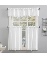 No. 918 Mariela Floral Trim Semi-Sheer Rod Pocket Kitchen Curtain Valance