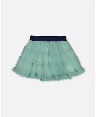 Deux par Big Girls Mesh Skirt With Frills Turquoise