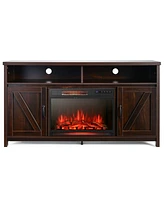 Gymax 59'' Fireplace Tv Stand W/ 25'' 1350W Electric Fireplace Heater Coffee