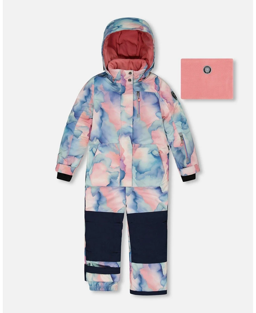 Deux par Big Girls One Piece Snowsuit Printed Pastel Watercolor