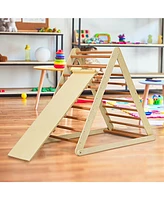 Skonyon Foldable Wooden Triangle Climber with Reversible Ramp for Kids