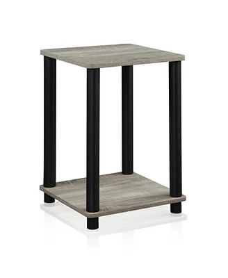 Furinno Turn-n-Tube End Table- French Oak Grey & Black - 20 x 13.4 x 13.4 in.