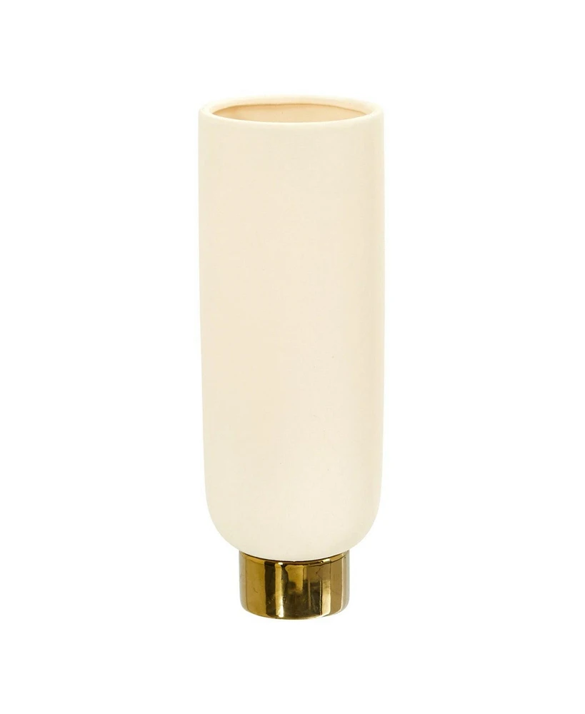 Slickblue 12.75" Elegance Ceramic Cylinder Vase with Gold Accents