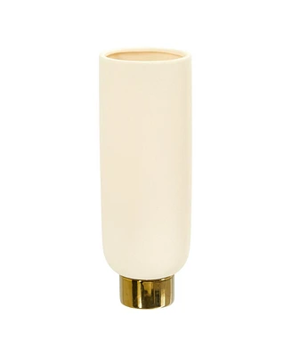 Slickblue 12.75" Elegance Ceramic Cylinder Vase with Gold Accents