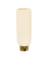 Slickblue 12.75" Elegance Ceramic Cylinder Vase with Gold Accents