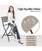 Costway Set of 6 Outdoor Bar Chair Folding Bar Height Stool with Metal Frame