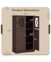 Bathroom Storage Cabinet Linen with Doors and Adjustable Shelves