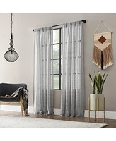 Clean Window Textured Slub Stripe Anti-Dust Curtain Panel, 52" x 95"