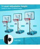 Costway Pool Basketball Hoop 3.8-4.4 Ft Adjustable Poolside BasketballGoal System