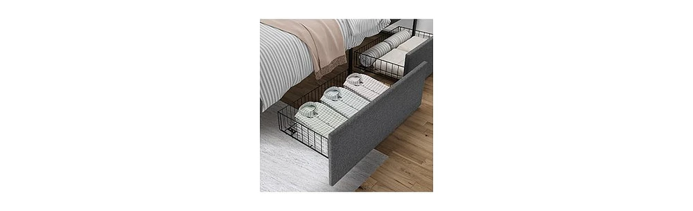 gaomon Queen Platform Bed Frame with 2 Storage Drawers and Headboard, Mattress Foundation Metal Slats Support, Solid Stable, No Box Spri