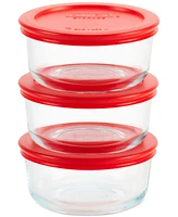 Pyrex 2-Cup Round Glass Storage Containers, 3