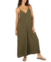 Hurley Juniors' Solid Waimea Wide-Leg V-Neck Jumpsuit