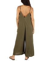 Hurley Juniors' Solid Waimea Wide-Leg V-Neck Jumpsuit