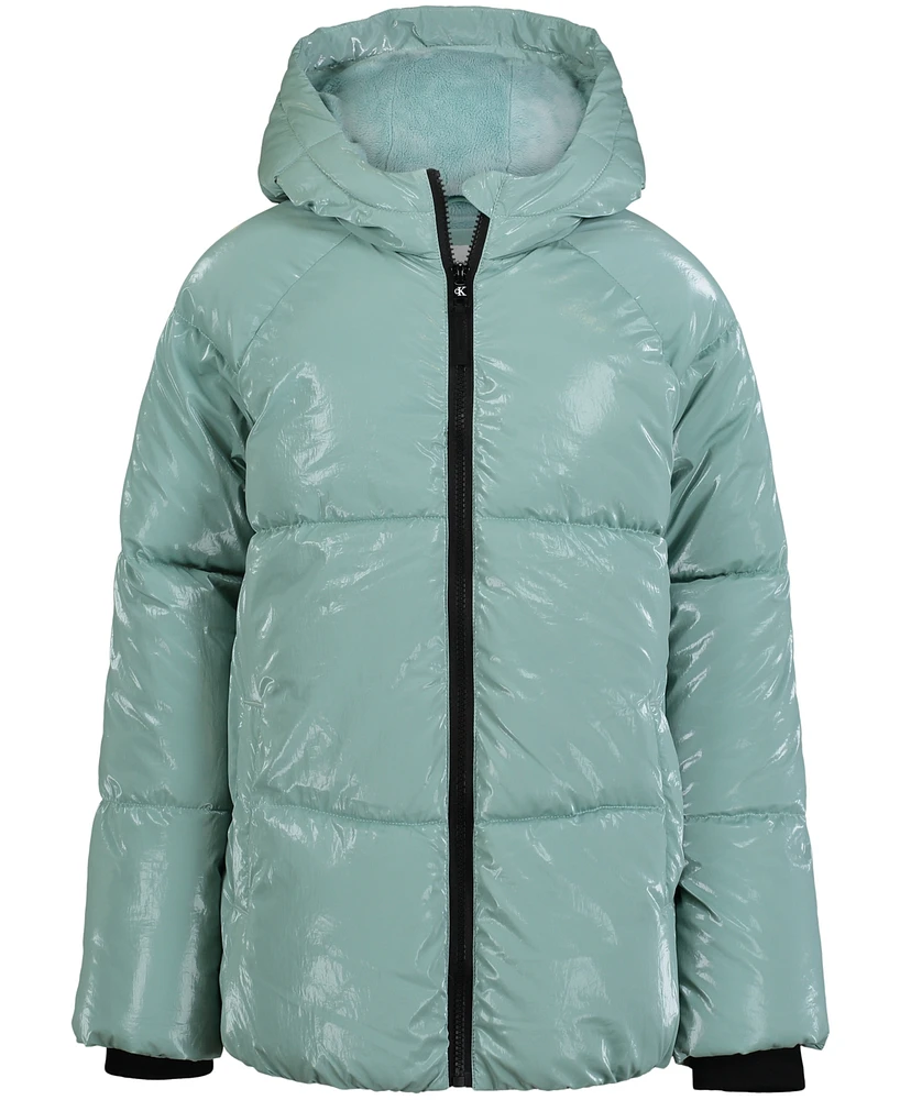 Calvin Klein Big Girls Liquid Shine Puffer Jacket