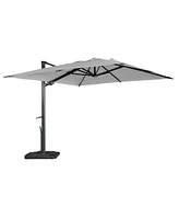 Boyel Living 10 ft. 360 B0; Rotation Square Cantilever Patio Umbrella with Base and Led Light