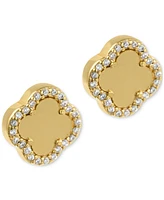 Adornia Gold Crystal Halo Matte Center Clover Earrings