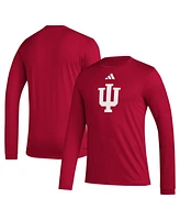 Adidas Men's Crimson Indiana Hoosiers Primary Locker Logo Pre-Game Long Sleeve T-Shirt