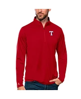 Antigua Men's Red Texas Rangers Tribute Quarter-Zip Pullover Top