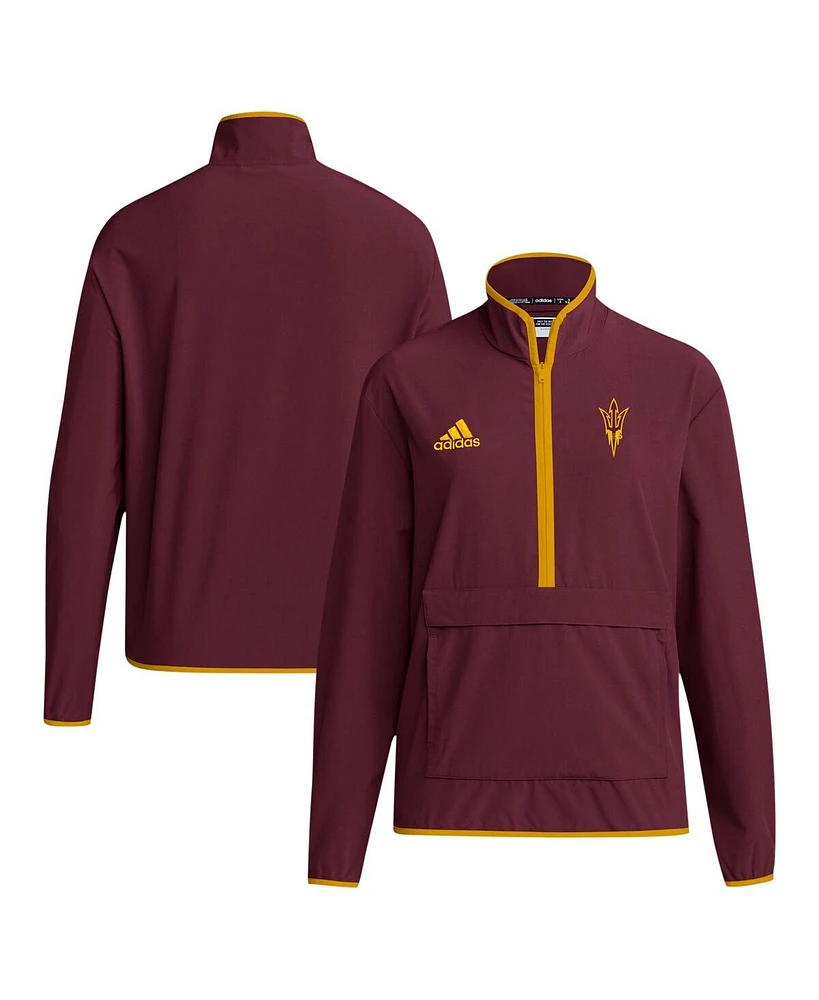 Adidas Men's Maroon Arizona State Sun Devils Coaches Sideline Half-Zip Jacket