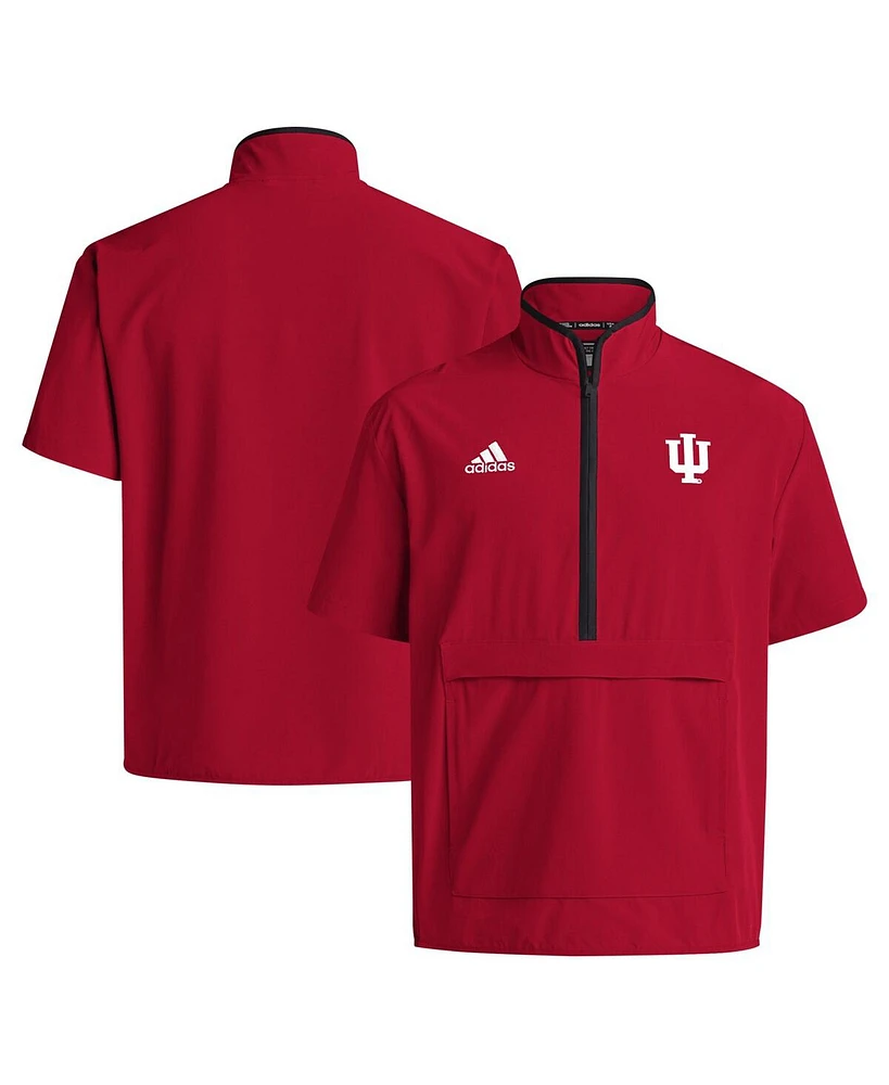 Adidas Men's Crimson Indiana Hoosiers Coaches Sideline Half-Zip Short Sleeve Jacket