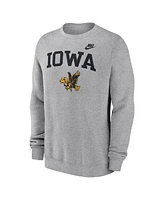 Nike Men's Heather Gray Iowa Hawkeyes Legacy Classic Tackle Twill Embroidered Arch Over Logo Pullover Sweatshirt