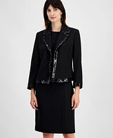 Kasper Women's Sequin Tipped Open-Front Blazer, Regular and Petite Sizes