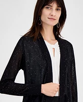 Kasper Women's Sequinned Open-Front Semi-Sheer Cardigan