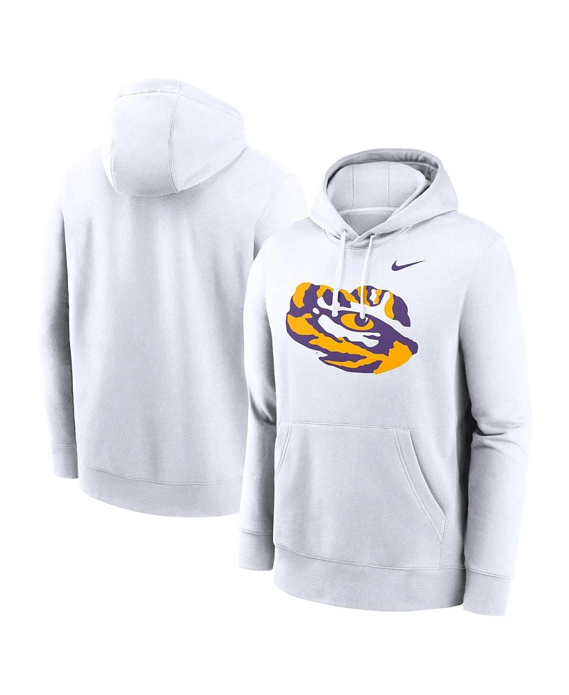Nike Men's White Lsu Tigers Primetime Alternate Logo Club Fleece Pullover Hoodie