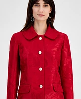 Kasper Women's Damask Peter-Pan-Collar Coat