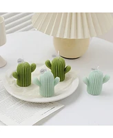 Ventray 4 Pcs 3" Cactus Shaped Scented Candle Set