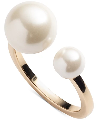 Emily in Paris Gold-Tone Imitation Pearl Small & Large Polished Cuff Ring