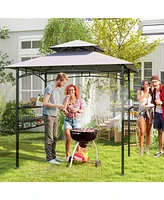 Skonyon 8 x 5 Ft Outdoor Grill Gazebo with 2 Side Shelves and 20 Hooks