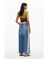 Desigual Women's Hybrid denim midi skirt