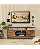Gymax Industrial Tv Stand for TVs up to 65'' Media Center w/ Cabinets & Adjustable Shelf